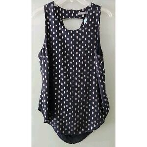 Brixon Ivy Renato Drape Detail Blouse Navy Silver Lined Size Large NWT